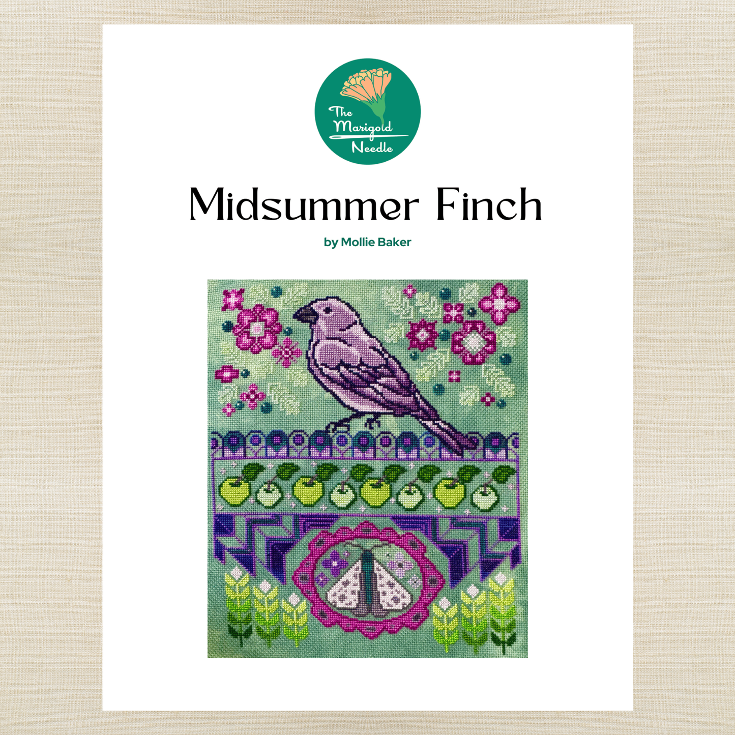The Marigold Needle - Midsummer Finch - Booklet Chart IH and/or Roxy Floss Co Floss