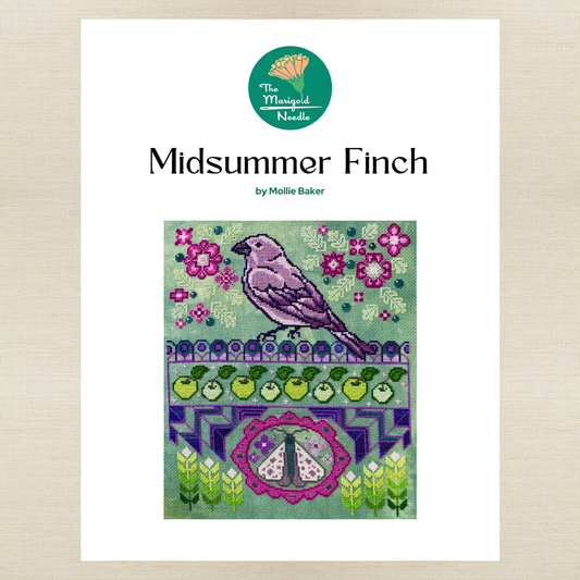 The Marigold Needle - Midsummer Finch - Booklet Chart IH and/or Roxy Floss Co Floss