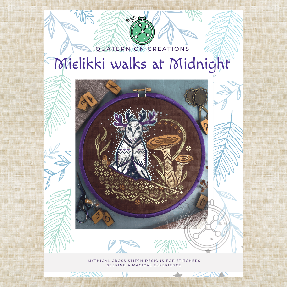 Quaternion Creations - Mielikki Walks at Midnight - Chart IH and/or Roxy Floss Conversion