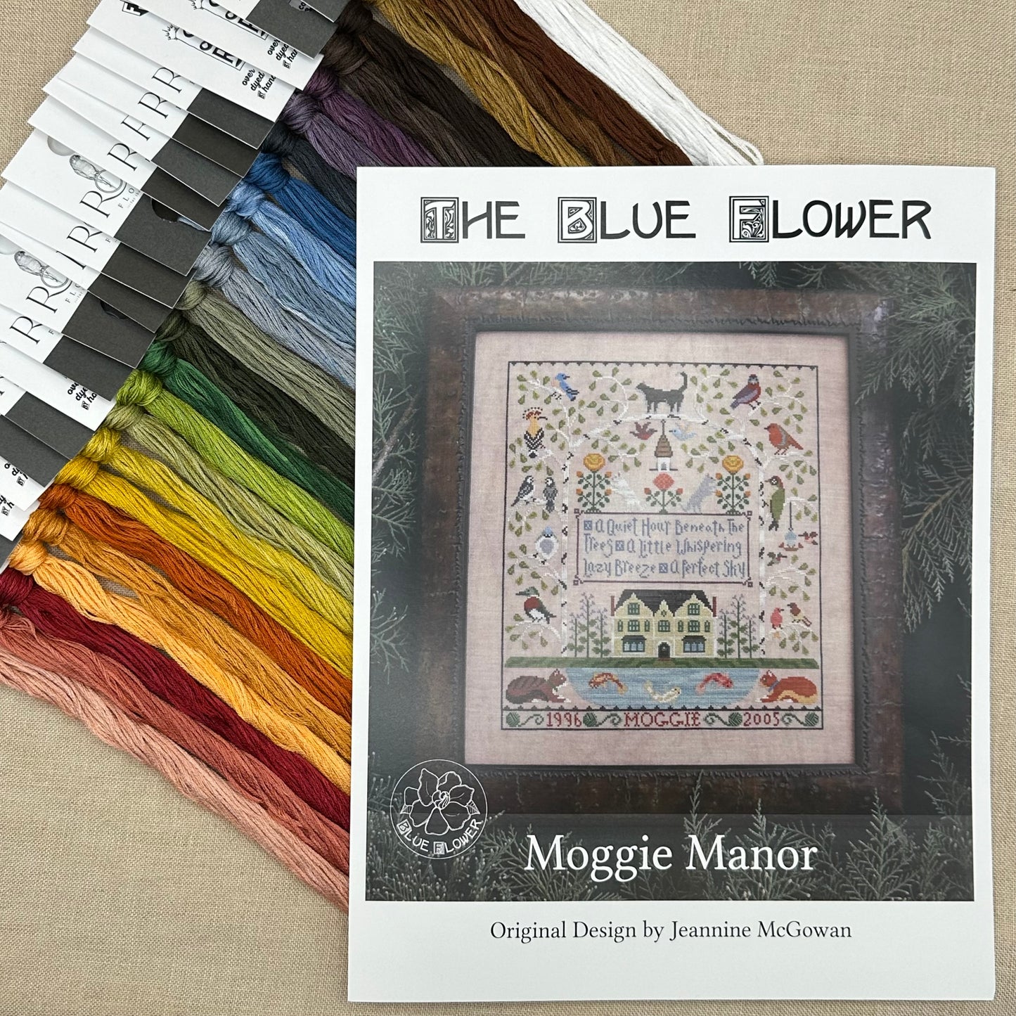 The Blue Flower - Moggie Manor - Booklet Chart and/or Roxy Floss Conversion