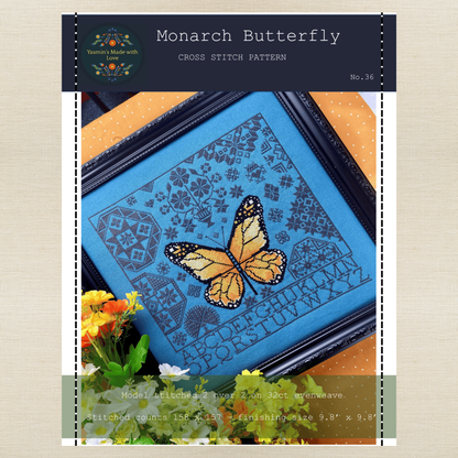 Yasmin's Made with Love - Monarch Butterfly - Chart IH and/or Roxy Floss Conversion