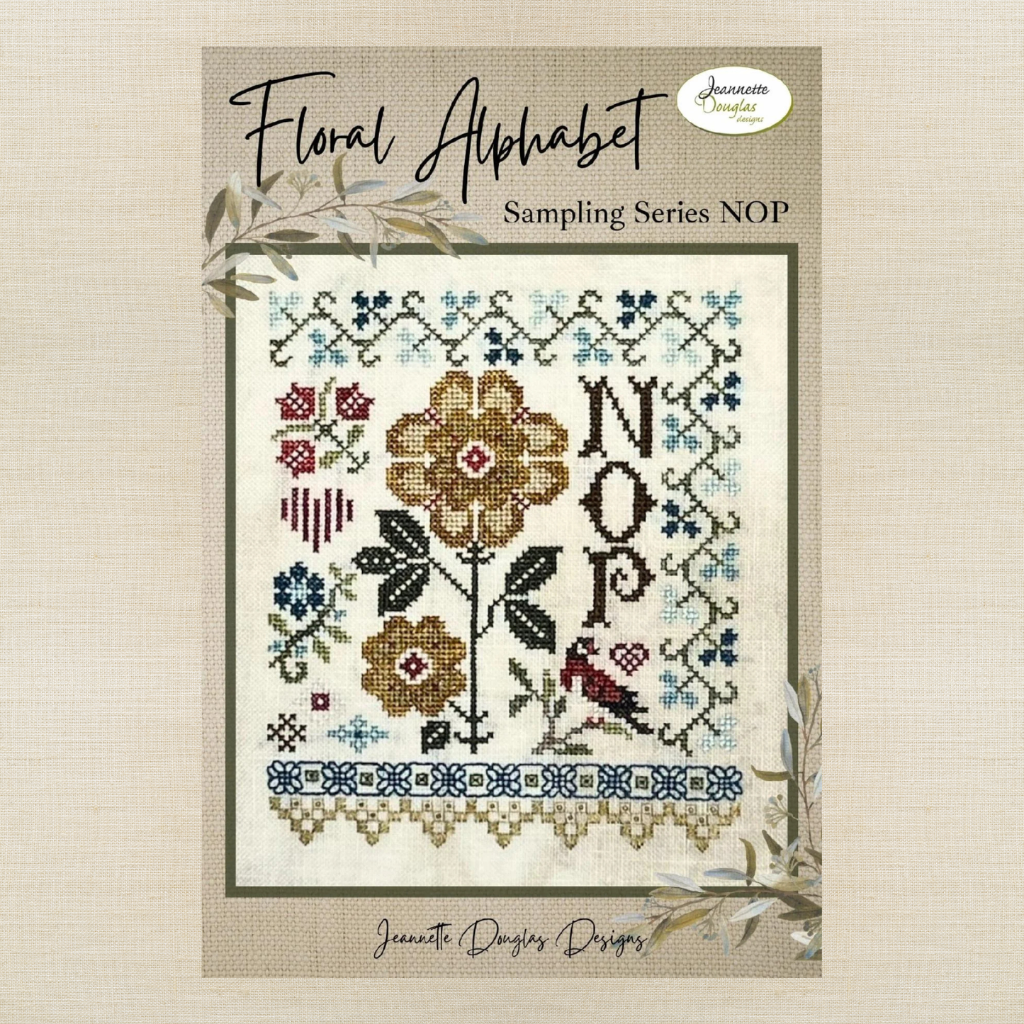 Jeannette Douglas Designs - Floral Alphabet Sampling Series: NOP - Booklet Chart