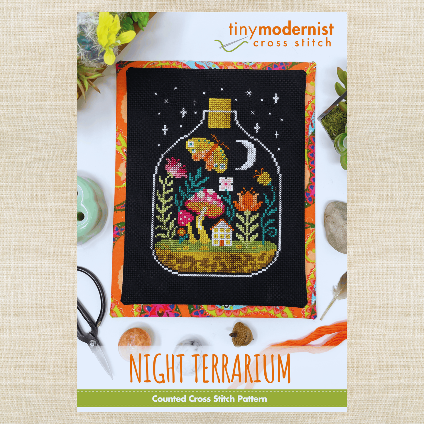 Tiny Modernist - Night Terrarium - Chart IH and/or Roxy Floss Conversion