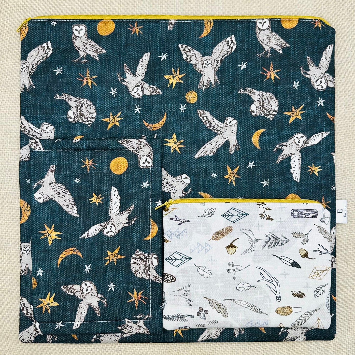 What A Hoot - Project Bag with Coordinating Notions Pouch AND Thread Bed