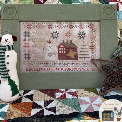 Pansy Patch Quilts and Stitchery - Peace: Winter at Pansy Patch Manor - Cross Stitch Chart and/or Roxy Floss Co Threads