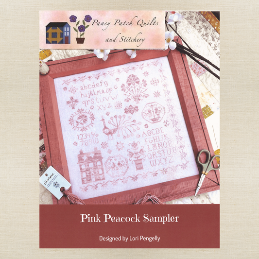 Pansy Patch Quilts and Stitchery - Pink Peacock Sampler - Booklet Chart