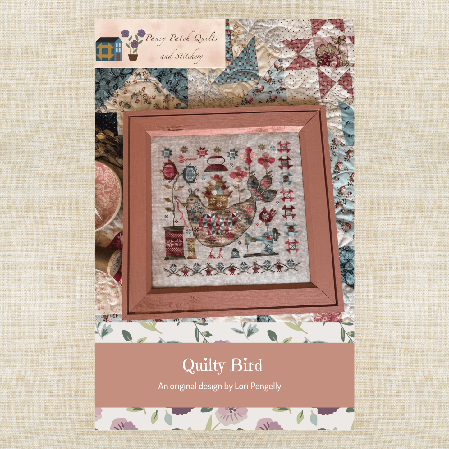 Pansy Patch Quilts and Stitchery - Quilty Bird - Cross Stitch Chart IH and/or Roxy Floss Co Threads