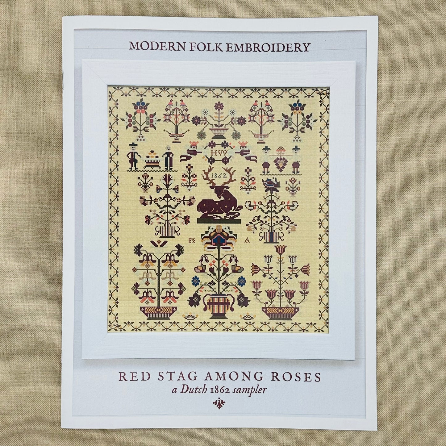 Modern Folk Embroidery -  Red Stag Among Roses - Booklet Chart