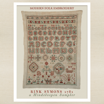 Modern Folk Embroidery - Rink Symons 1781: A Hindeloopen Sampler - Booklet Chart and/or Roxy Floss