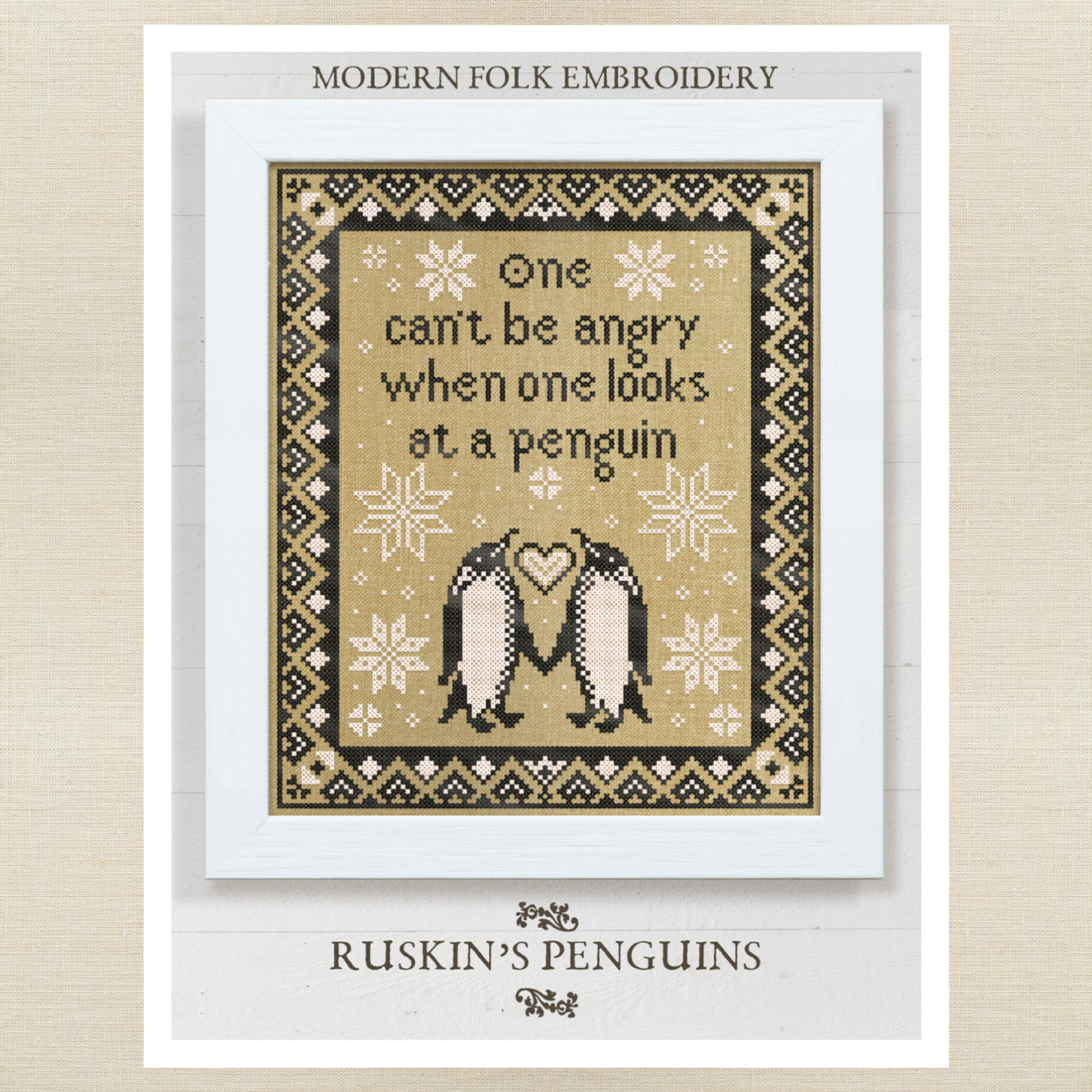 Modern Folk Embroidery - Ruskin's Penguins - Booklet Chart and/or Roxy Floss