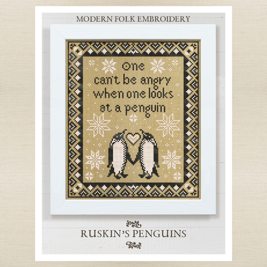 Modern Folk Embroidery - Ruskin's Penguins - Booklet Chart and/or Roxy Floss