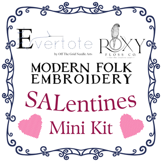 Evertote, Modern Folk Embroidery, and Roxy Floss Co. SALentines Mini Kit - Chart/Floss Only