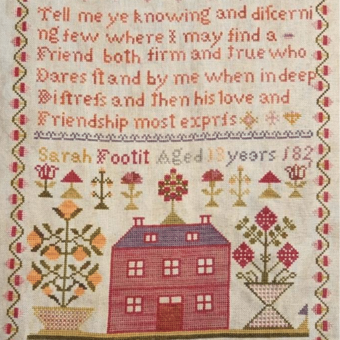 Crowsfeetstitching - Sarah Footit, 1821 - Booklet Chart and/or Roxy Floss Pack