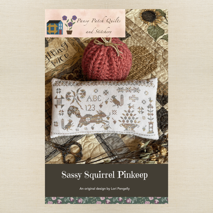 Pansy Patch Quilts and Stitchery - Sassy Squirrel Pinkeep - Booklet Chart IH