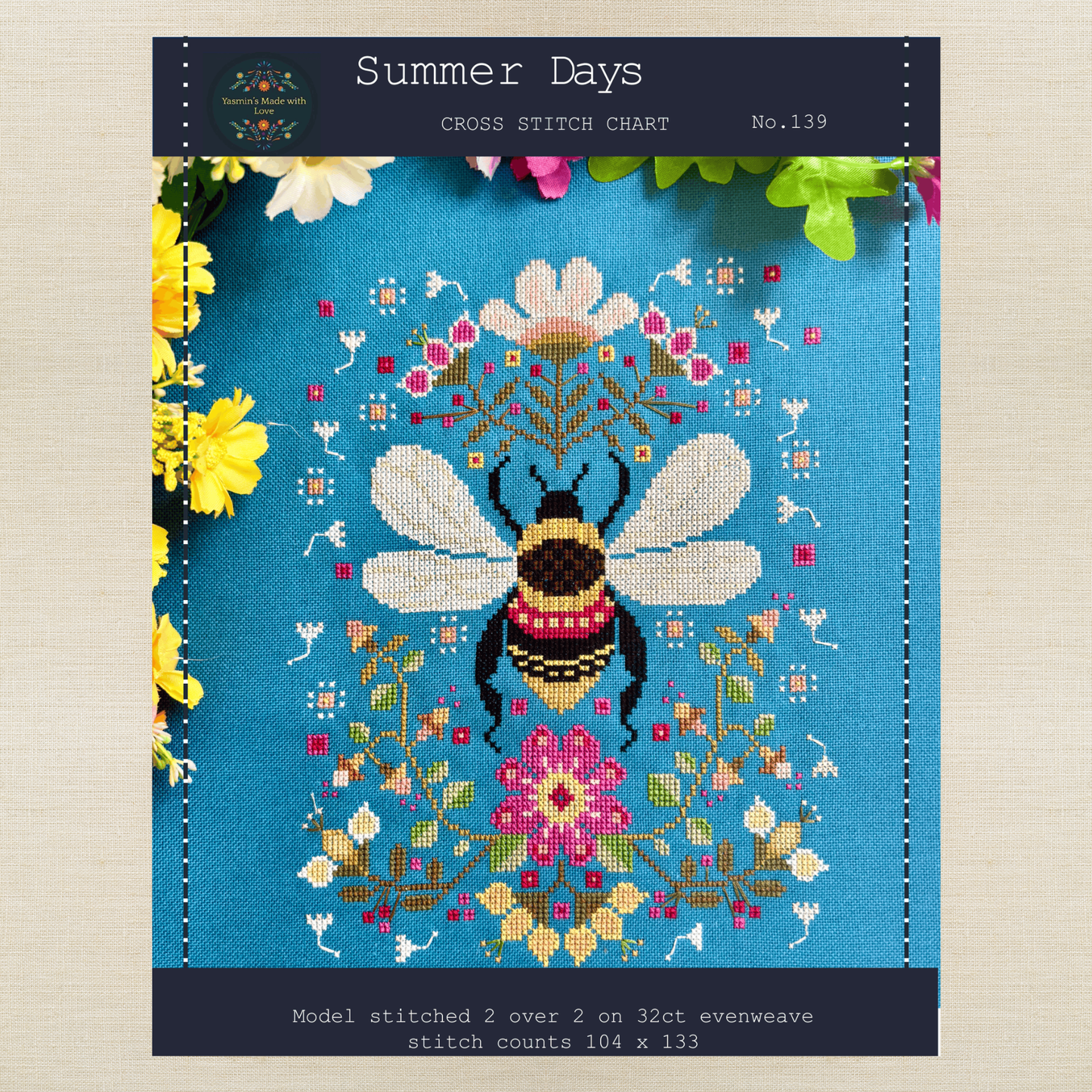 Yasmin's Made with Love - Summer Days - Chart IH and/or Roxy Floss Conversion
