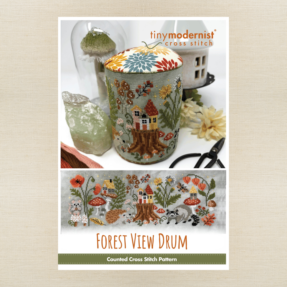 Tiny Modernist - Forest View Drum - Chart IH and/or Roxy Floss Conversion