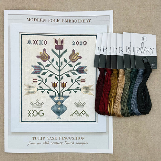 Modern Folk Embroidery -  Tulip Vase Pincushion - Booklet Chart