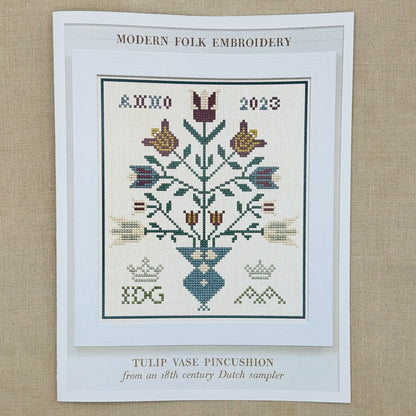 Modern Folk Embroidery -  Tulip Vase Pincushion - Booklet Chart