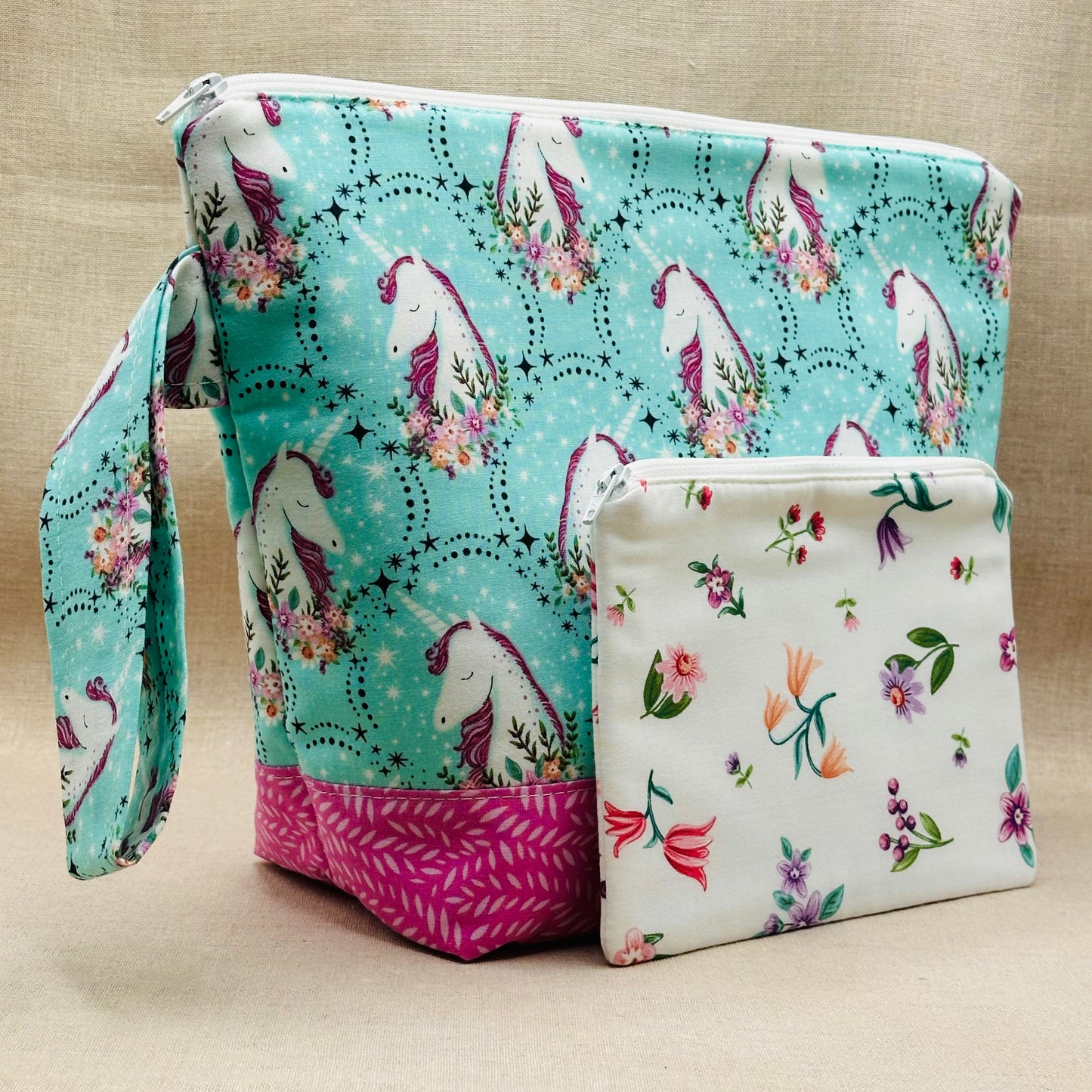 Unicorn Portraits - Project Bag with Coordinating Notions Pouch
