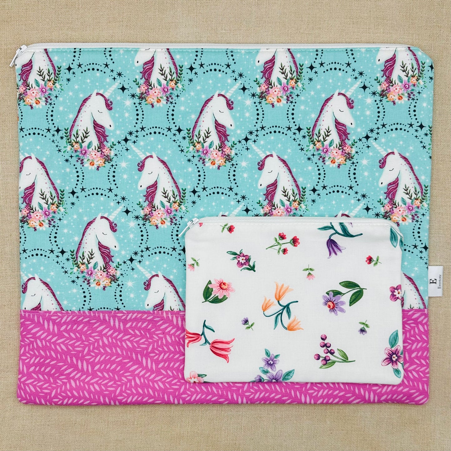 Unicorn Portraits - Project Bag with Coordinating Notions Pouch