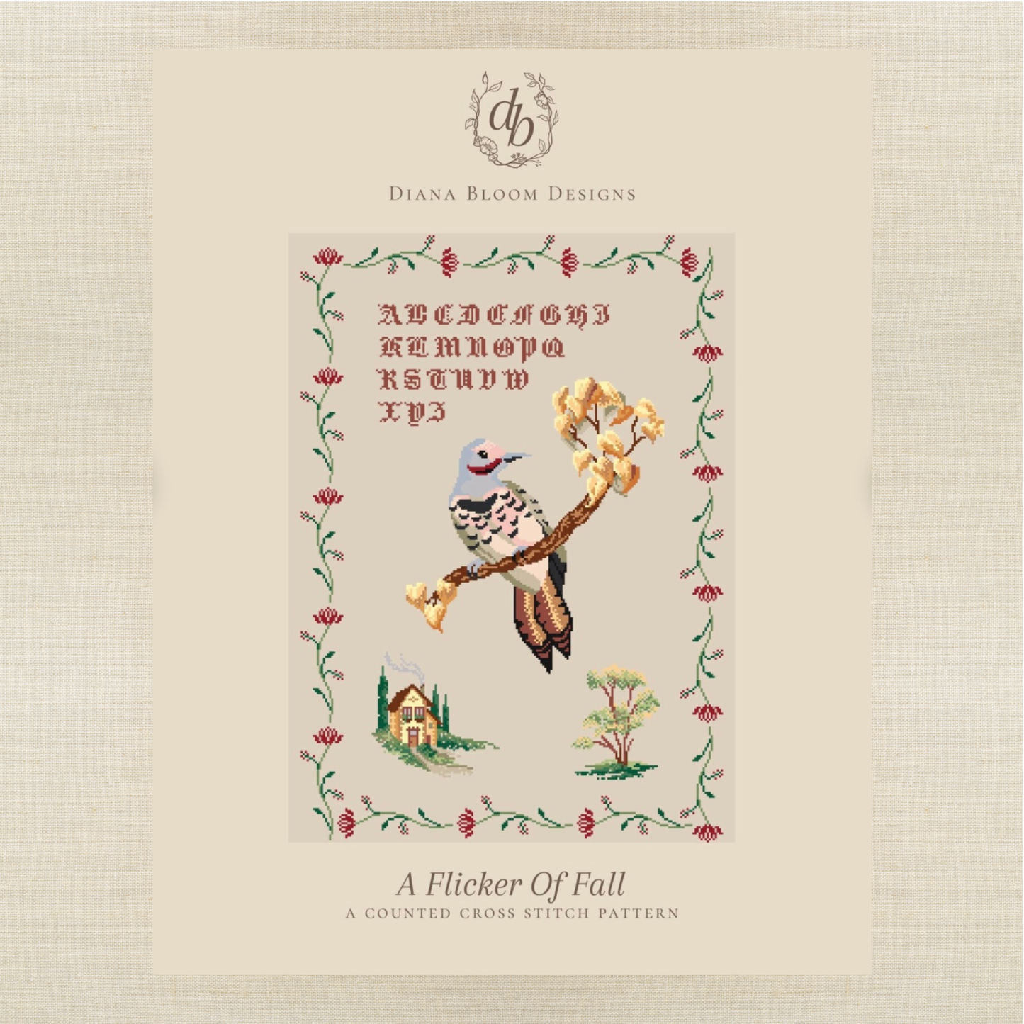 Diana Bloom Designs - A Flicker Of Fall - Chart and/or Roxy Floss