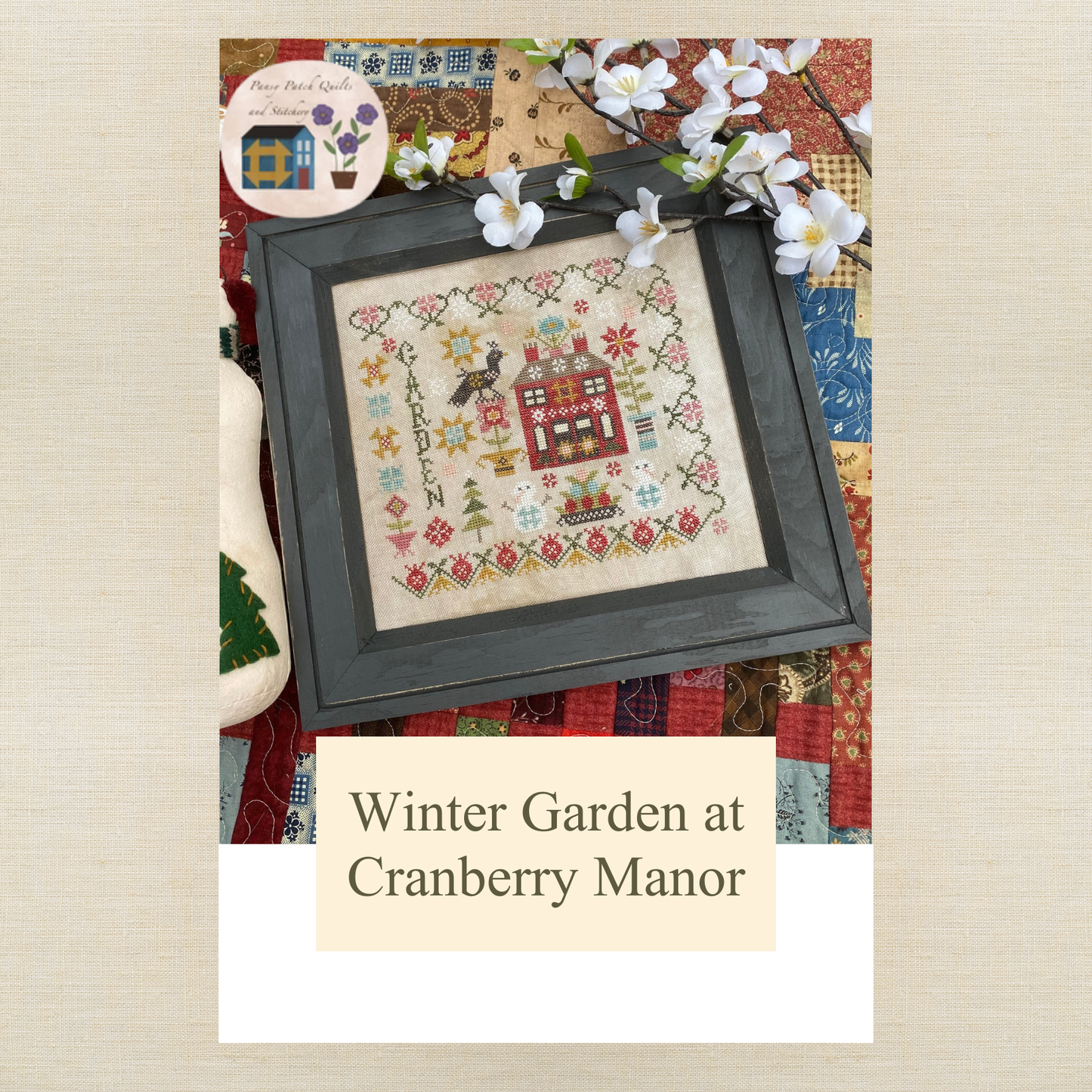 Pansy Patch Quilts and Stitchery - Winter Garden at Cranberry Manor - Cross Stitch Chart and/or Roxy Floss Co Threads