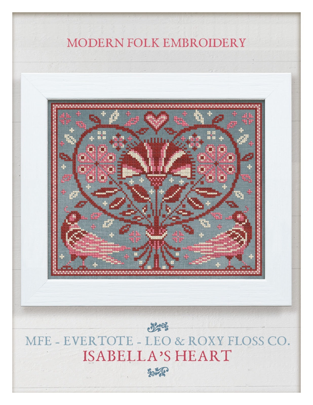 MFE, Roxy Floss Co, and Evertote: Isabella's Heart Mini Kit - Booklet Chart, Linen, and Roxy Floss