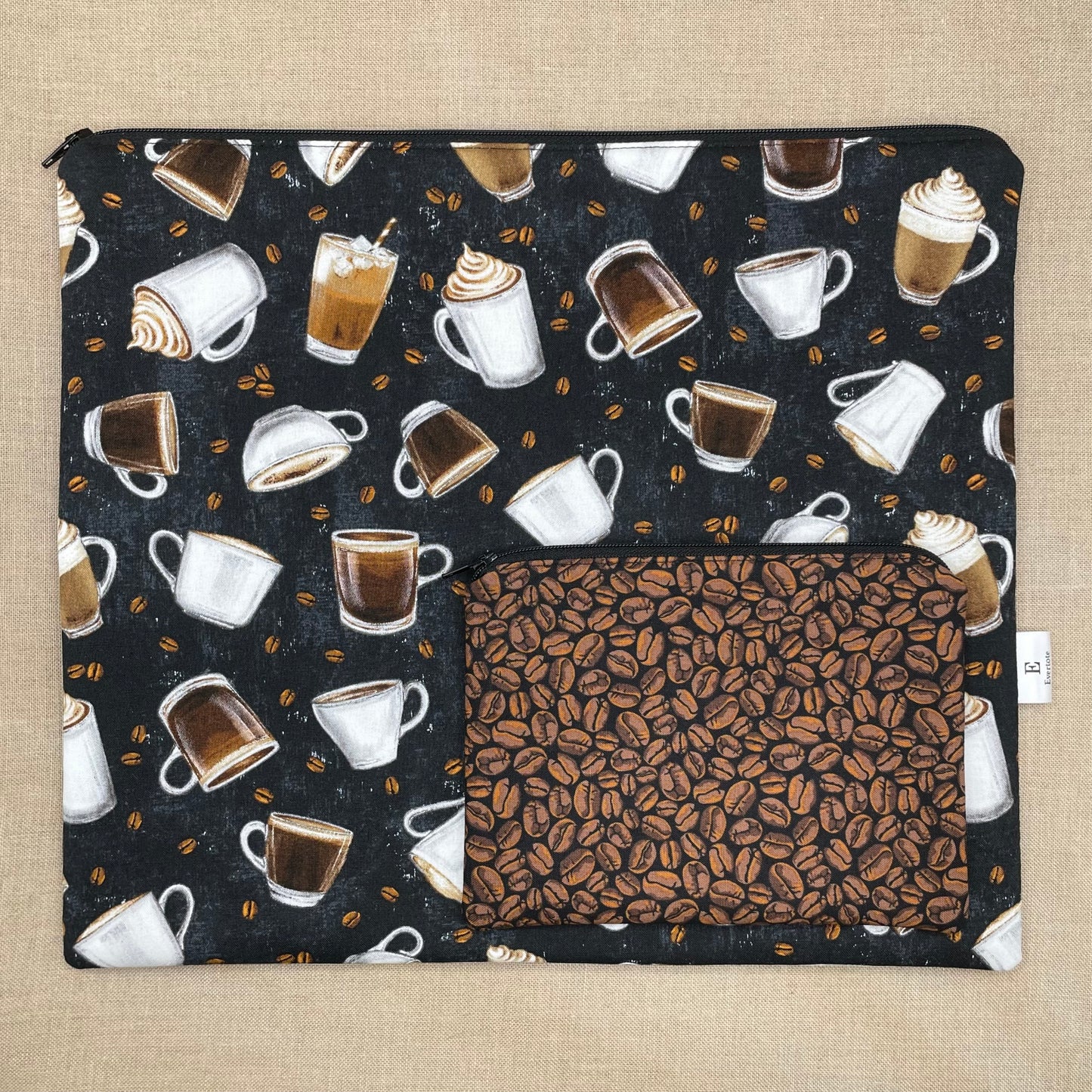Dark Roast - Project Bag with Coordinating Notions Pouch