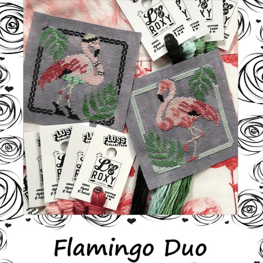 Bendy Stitchy Designs, Roxy Floss Co, and Evertote: Flamingo Duo Chart