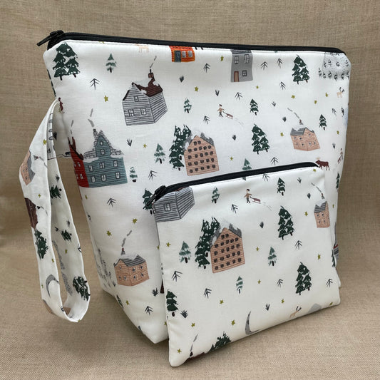 Little Houses Medium Wedgetote with Coordinating Notions Pouch
