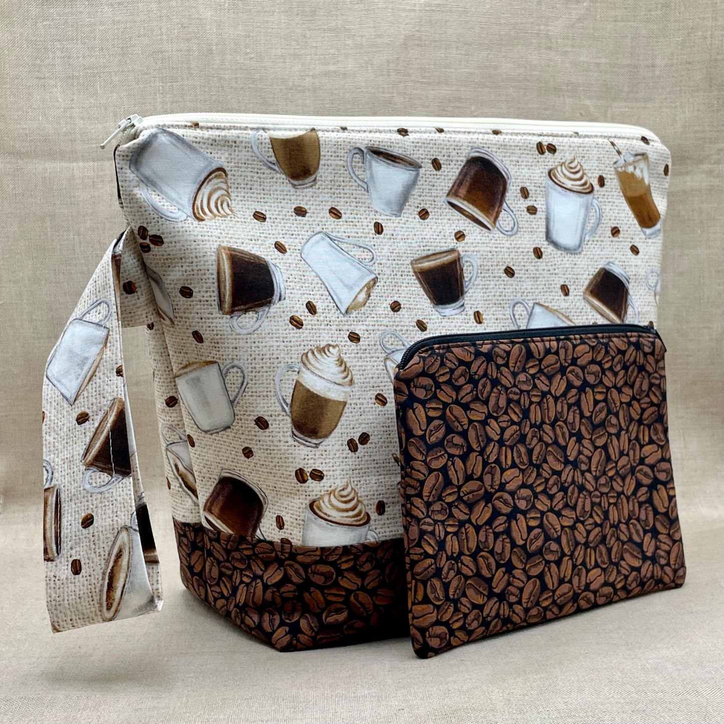 Light Roast - Project Bag with Coordinating Notions Pouch
