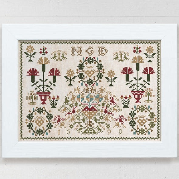 Modern Folk Embroidery - NGD 1699: A Dutch Flower Sampler - Booklet Chart and/or Roxy Floss
