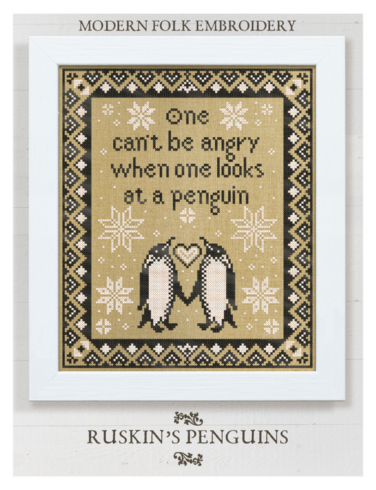 Modern Folk Embroidery - Ruskin's Penguins - Booklet Chart and/or Roxy Floss