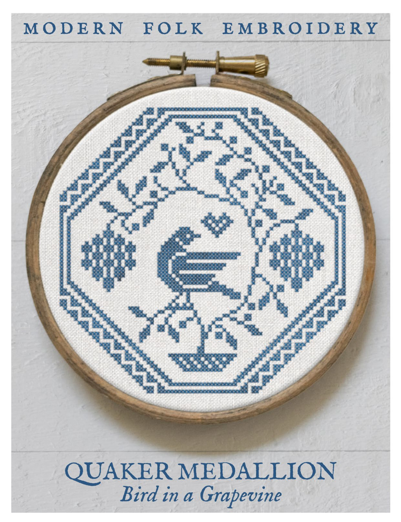 Modern Folk Embroidery - Quaker Medallion: Bird in a Grapevine - Booklet Chart