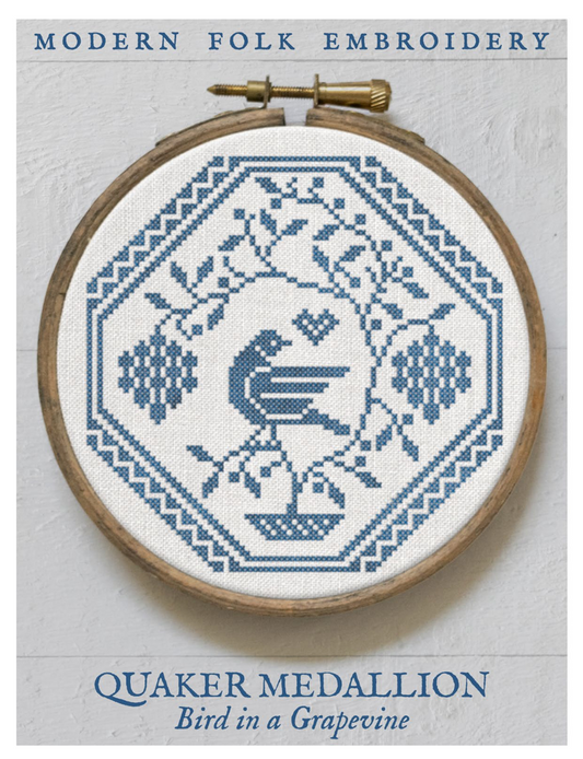 Modern Folk Embroidery - Quaker Medallion: Bird in a Grapevine - Booklet Chart