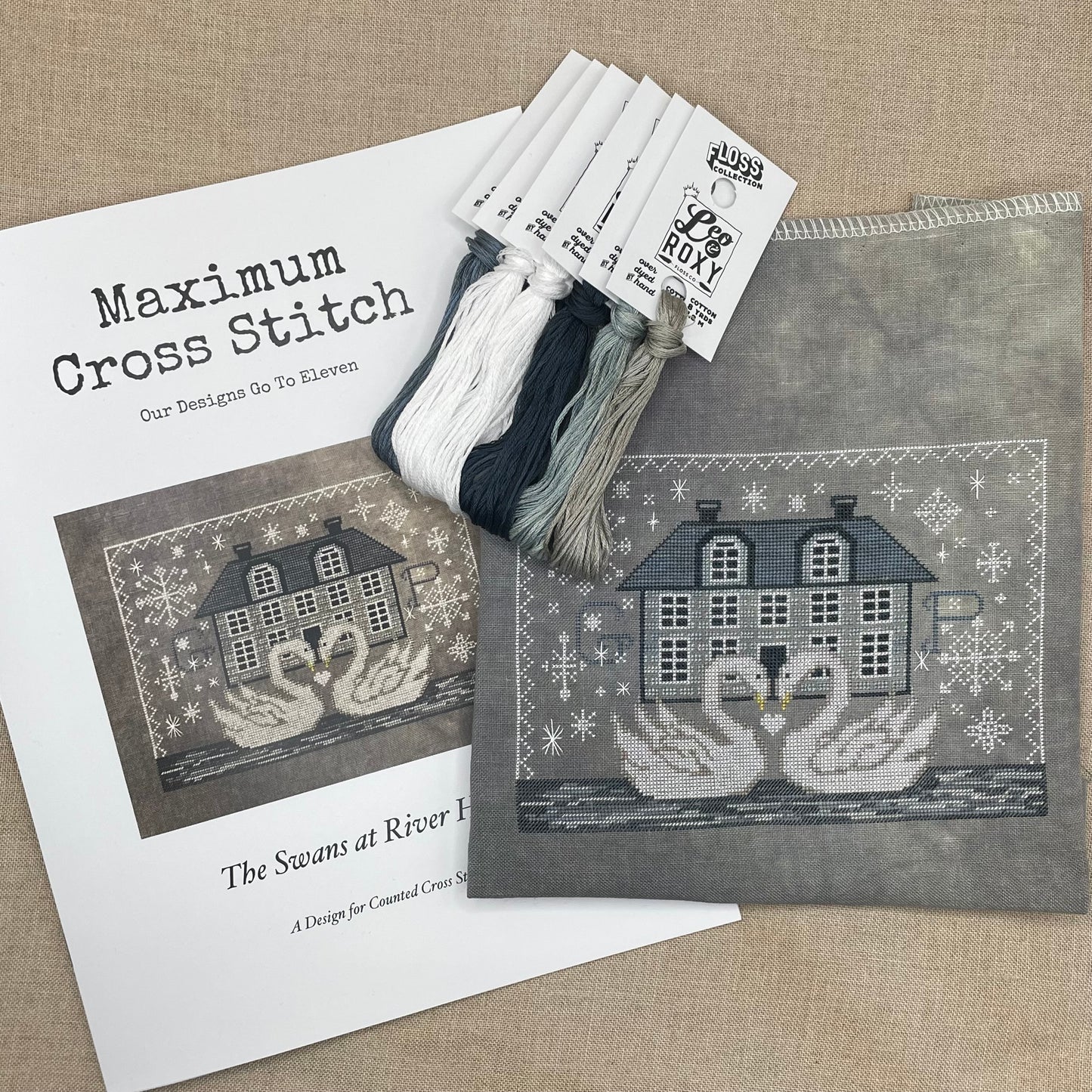 Maximum Cross Stitch - The Swans at River House - Booklet Chart and/or Roxy Floss