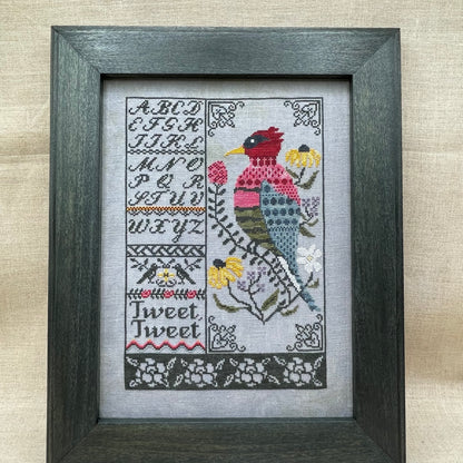 Quaint Rose Needlearts, Roxy Floss Co, and Evertote: Tweet Tweet Full Kit - with Black Project Bag Set, Booklet Chart, and Roxy Floss
