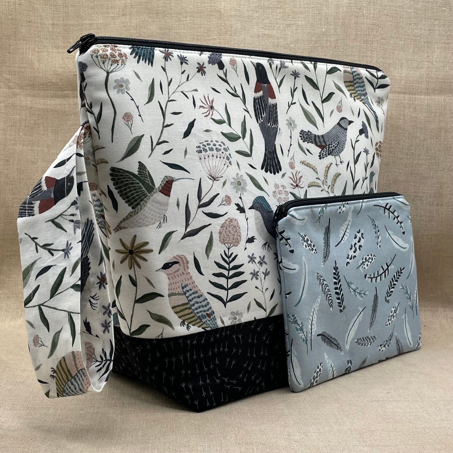 Chirp Chirp - Project Bag with Coordinating Notions Pouch