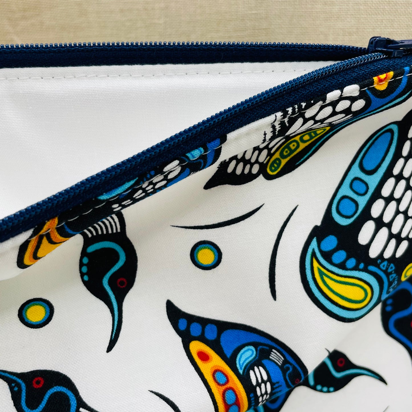 Loon Toss (White) - Project Bag with Coordinating Notions Pouch
