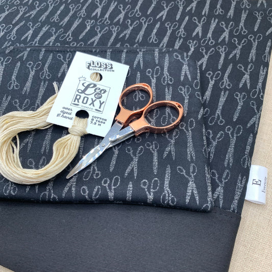 Black Scissors - Project Bag with Coordinating Notions Pouch